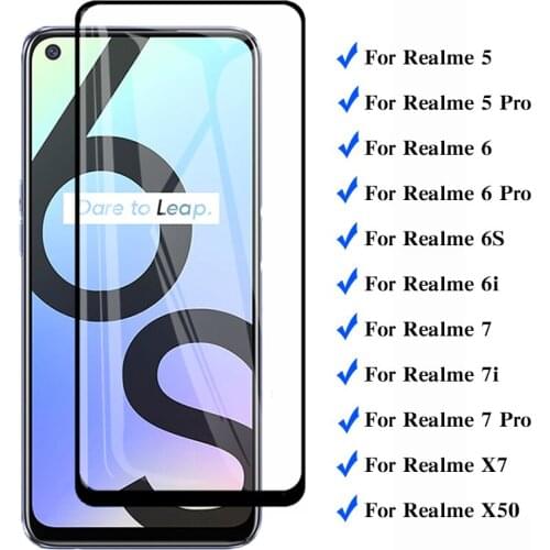 9d full cover protective glass for oppo realme 7 6 5 pro 7pro 6pro 5pro screen protector for realme 6s 6i 7i x50 x7 6 film glass