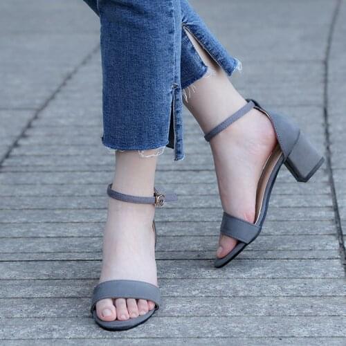 2021 New Summer Women Sandals Fashion Pumps Women Shoes Beach Sandals Solid Black Pink Gray High Heels Gladiator Casual Shoes