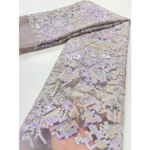 2021 French Tulle Lace Nigeria Fabric High Quality Embroidery African Sequins Laces Tulle Fabrics 4097B-1