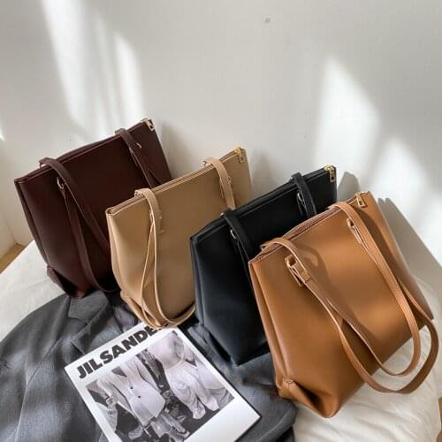 4 Colors PU Leather Casual Tote Bags For Women Fashion Office Ladies Shoulder Bag Solid Large Capacity Black Handbags Female