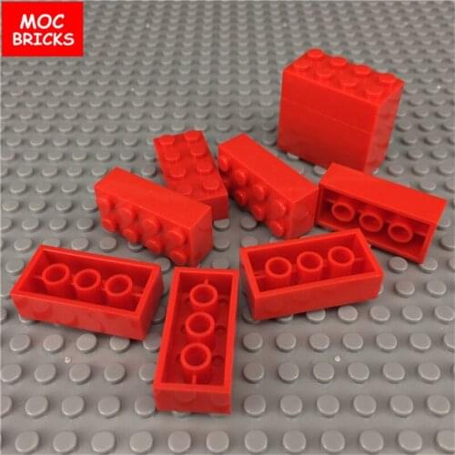 50pcs\lot MOC Bricks DIY Red Brick 2x4 Compatible with 3001 Educational building blocks toys bricks kids Christmas gifts