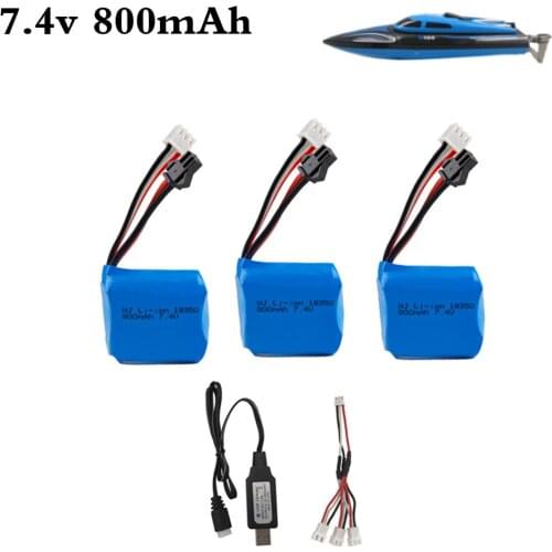 7.4v 800mAh 18350 battery for H100 H102 H106 Li-ion Battery and USB Charger for JJRC S1 S2 S3 S4 S5 High Speed RC boat