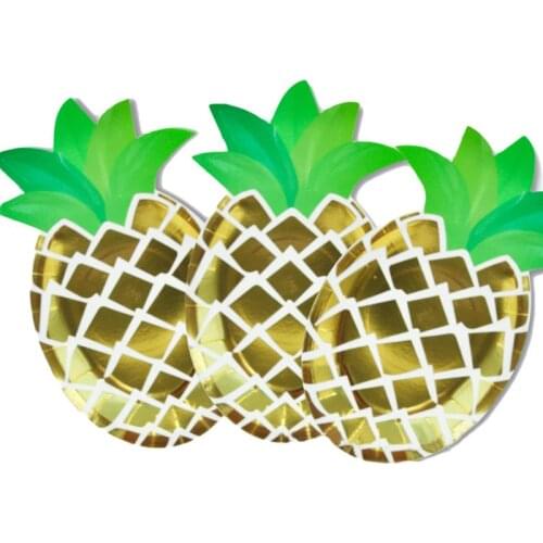 8pcs High Quality Paper Plate Disposable Pineapple Shape Cake Plate Paper Dish For Birthday Party Supplies Food Decor