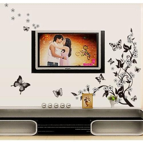 Butterflies Flower Vine Wall Sticker Refrigerator Window Cupboard Living Room Wallpaper Self-adhesive Art Mural Home Decoration