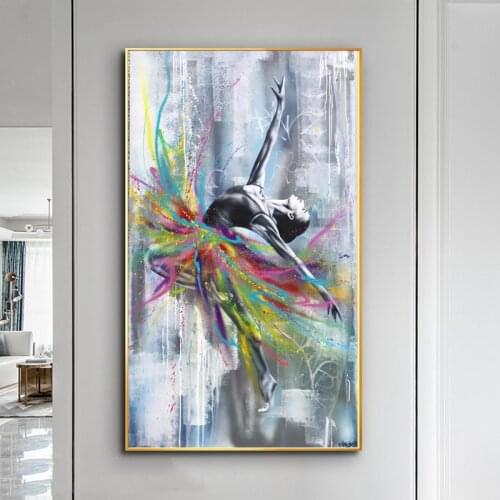 Ballet Girl Graffiti Art Canvas Painting on The Wall Posters and Prints Abstract Dancing Ballerina Wall Art Picture Home Decor