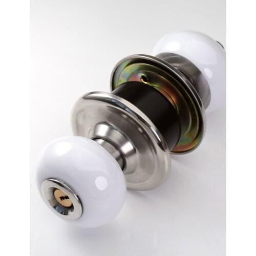 White ceramic door lock stainless steel cover interior door bedroom bathroom bathroom school classroom replacement ball lock