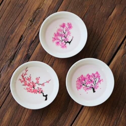 Japanese Style Sakura Cup Cold Temperature Color Change Flower Display Sake Cup Ceramic Kung Fu Cup Tea Bowl