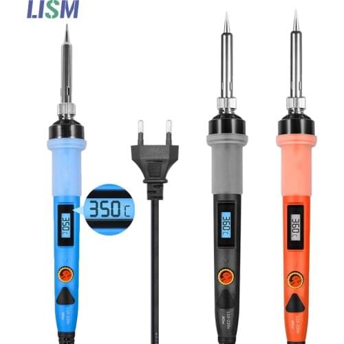 80W LCD Digital Electric Soldering Iron Temperature Adjustable 220V 110V Welding Tool Ceramic Heater Soldering iron gun Rework