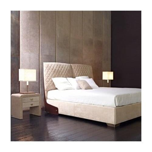 European American style wooden lucury double bed with ractangle mini delicate nightstand custom bed sets for bedroom hotel