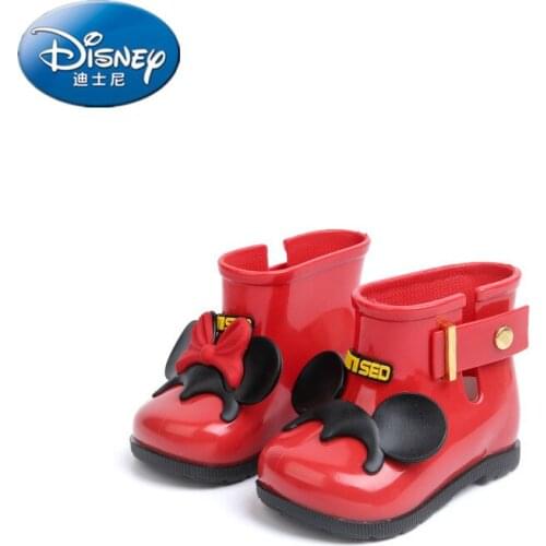 Disney childrens cartoon Minnie non-slip soft bottom breathable boys and girls students rain boots baby rain boots bow rain boo
