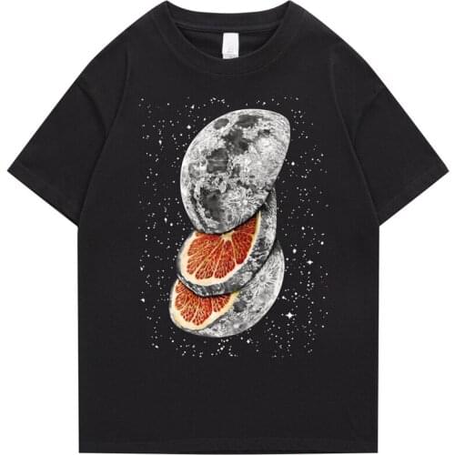 Starry Sky Broken Orange Pattern Printed T-shirt Summer T-shirt Mens Harajuku T-shirt Top Unisex Loose T-shirt Short Sleeve