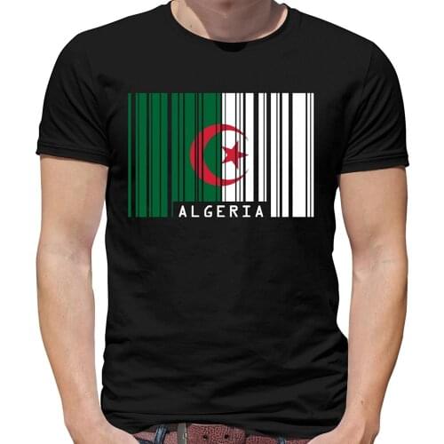 T-Shirts Classical 2019 Hip Hop Tshirt Streetwear Clothing The New Fashion Algeria Barcode Style Flag - Mens Crewneck