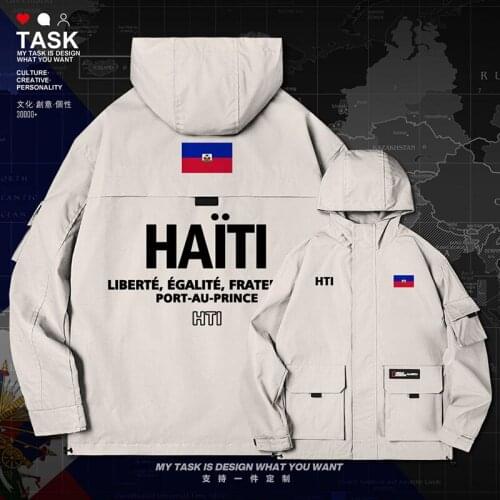 Haiti Haitian Hayti Ayiti men jacket hooded nation flag trench coat men printed clothing mens streetwear coat clothes autumn