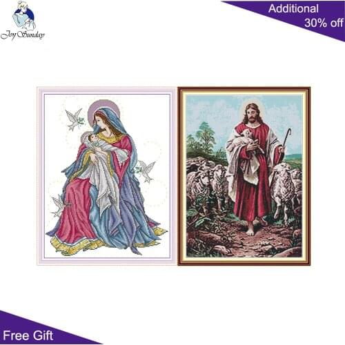 Joy Sunday Madonna And Child Jesus Shepherd RA323 RA325 14CT 11CT Counted and Stamped Home Decor Religion Cross Stitch kits