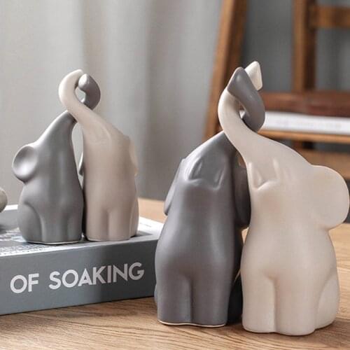 Ceramics Elephant Figurines Crafts Europe Animal Ornaments Handicrafts Miniatures Gifts For Home Wedding Decoration Crafts