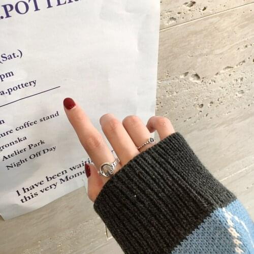 925 Sterling Silver Smile Face Heart Rings Love Set For Girl Female Hot Fashion Couple Cute Gift Adjustable Wholesale Vintage