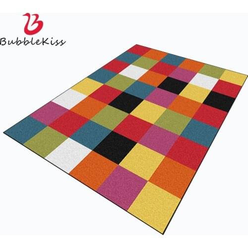 Bubble Kiss Fashion Nordic Style Color Lattice Pattern Carpets Home Bedroom Decor Area Rugs Anti-wrinkle Kids Room Floor Mats