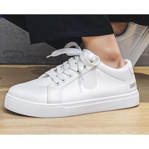 Womens Vulcanize Shoes Mens Casual PU Leather Shoes Flat Shoes for Women White Shoes Zapatos De Mujer Zapatos Sneakers 46