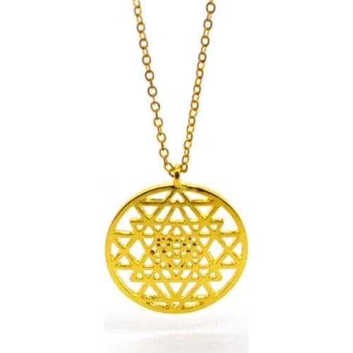 Sri Yantra pendant Silver Color necklaces & pendants for women flower of life Molecule Necklace Graducation Gift