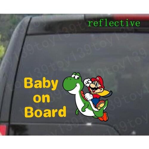 L25--- FUNNY Super Mario BABY ON BOARD sticker for Apple Macbook Pro Air Retina Vinyl Notebook reflective car decal sticker