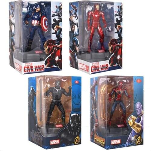 Marvel Avengers Captain American Ironman Spiderman Black Panther with Light Radiant Base Collectible Figure Model Toy