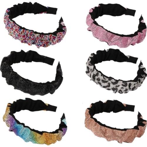 Rhinestone Headbands Bezel Vintage Women Girls Crystal Hairband Hair Hoop Hair Band Non-Slip Headwrap Hair Accessories