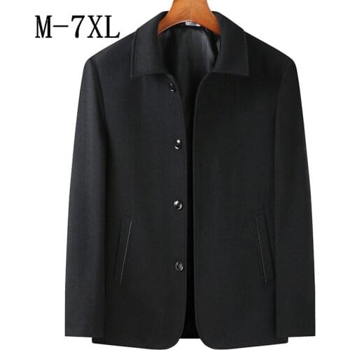 Autumn and winter plus size woolen woolen jacket worsted mens loose brand high quality large size 7XL 6XL 5XL woolen jacket