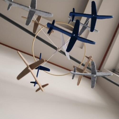 Airplane Cartoon Shape Baby Bed Bell Crib Bedroom Play Hanging Decoration Baby Hanging Bed Seat Felt Toys Children Wind Chimes