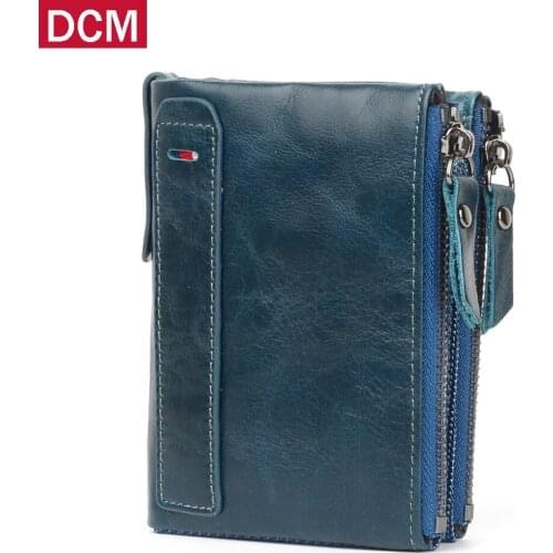 HOT Genuine Crazy Horse Cowhide Leather Men Wallet RFID Short Coin Purse Small Vintage Wallet Brand High Quality Designer