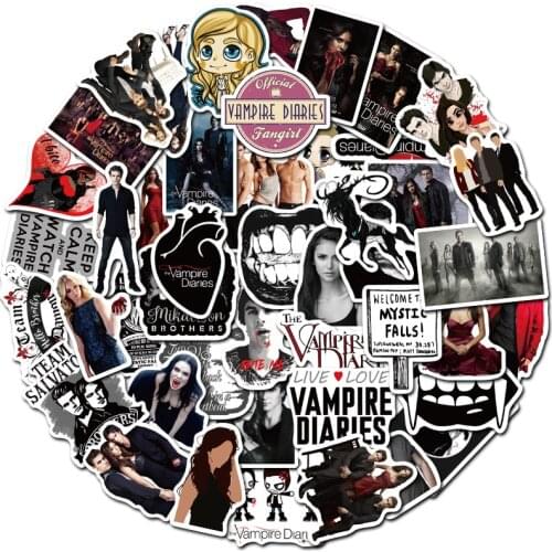 Ransitute R898 50pcs/set Classic American Drama Vampire Stickers Suitcase Notebook Graffiti Stickers Waterproof Stickers Gifts