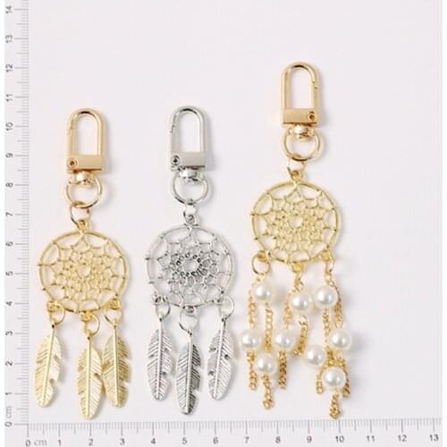 Girl Heart Dream Catcher National Feather Metal Ornaments Keychain Ladies Creative Bag Pendant Airpods Accessories Unique Gift