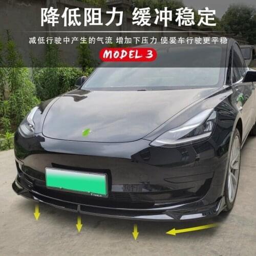 CEYUSOT FOR Front Bumper Separator CAR Spoiler NEW Tesla Model 3 Anti-Collision Refit Accessories ABS Plastic 3 PCS/Set 2017-21
