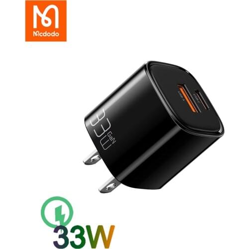 Mcdodo 33W US Plug GaN Fast Charging 2 Ports Portable Charger For iPhone 13 12 11 Pro Max Xiaomi Samsung Type C PD Quick Charger