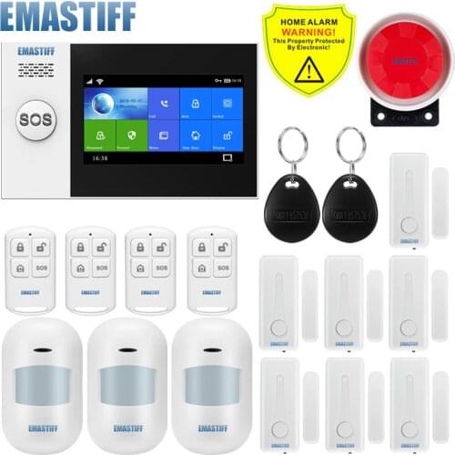 WiFi GSM home Security Protection smart Alarm System Touch screen Burglar kit Mobile APP Remote Control RFID Arm and Disarm