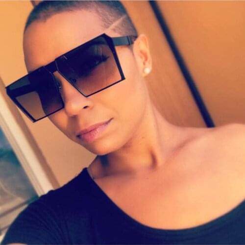 Vintage Metal Black Gradient Square Sunglasses Men Women Luxury Brand Designer Shades Female Clear Lens Glasses Eyewear