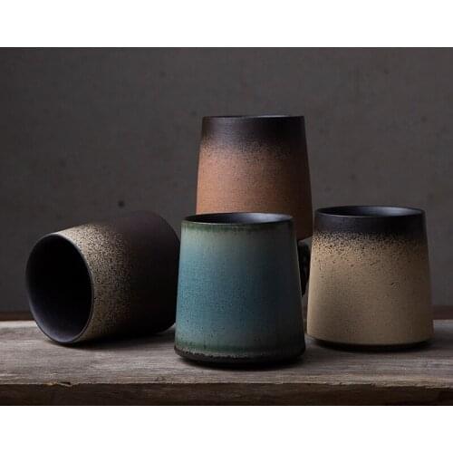 Jingdezhen Sunny Handmade Ceramic Cup Scrub Gradient Grip Cup Japanese Retro Artistic Straight Mug