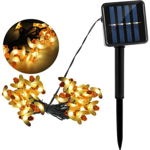 Solar LED String Light Fairy Light Bee Outdoor Garden Lawn Fence Patio Christmas Garland Decor Lights
