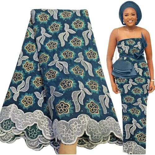 Fabricbob 2021 Latest Cotton Swiss Lace Fabric Nigeria High Quality Party Soft Gown Embroidery African Lace Fabric 5 Yards