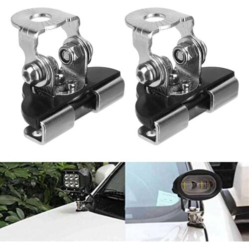 2pcs Universal Car Engine Hood Cover Led Work Light Bar Rotatable Metal Bracket Holder Mounting Clamp Auto Replacement Parts