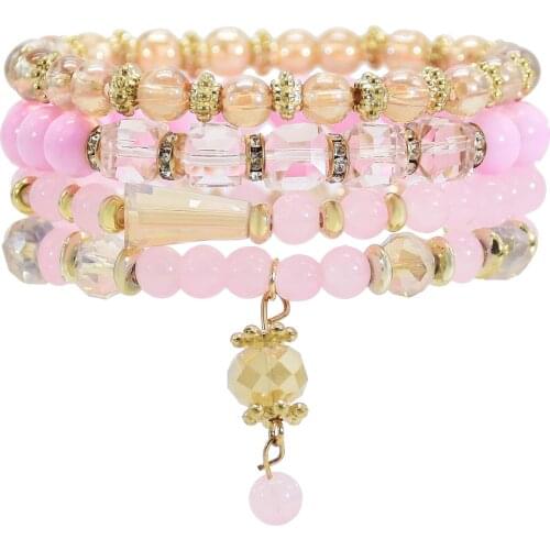 Handmade Bohemian Acrylic Beads Bracelets Statement Jewelry Ethnic Strands Bracelets Bangles For Women Gift Pulseras Mujer