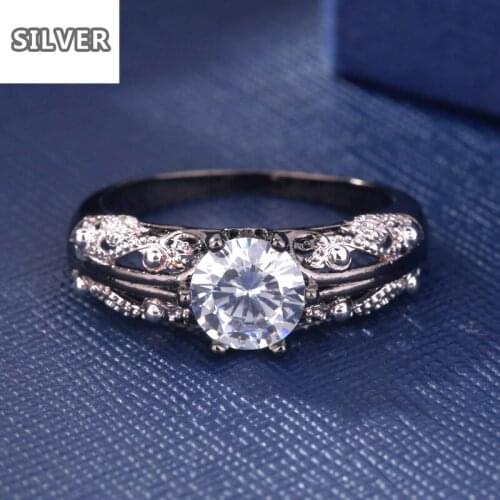 Punk dark unique pattern Omen ring low-key gorgeous black gold female 3A zircon ring wedding dress engagement jewelry gift Anilo