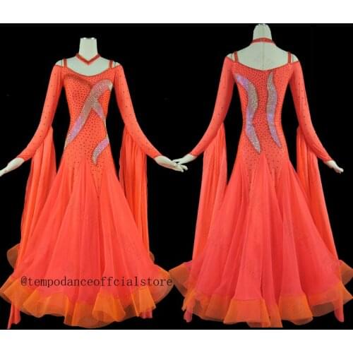 Long pink dresses of dance competition dress of ballroom dance competition dresses of ballroom of dance dress, women evening