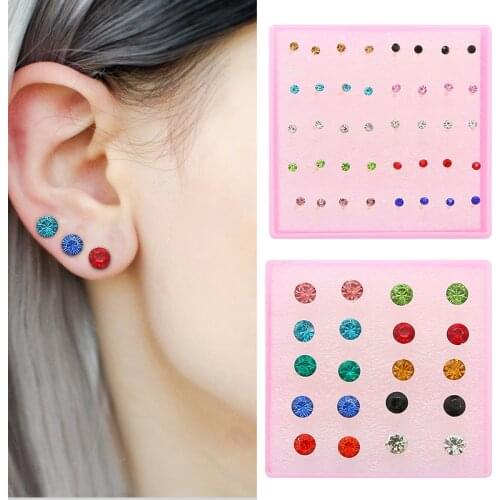 1Set Multicolor 36 Pairs Cartoon Hypoallergenic Plastic Stud Earrings Set For Women Girl Wedding Christmas Gifts Jewelry