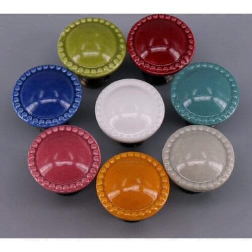 1PC New Ceramic Button knob for Kitchen Ceramic Door Cabinets Cupboard knob and handles