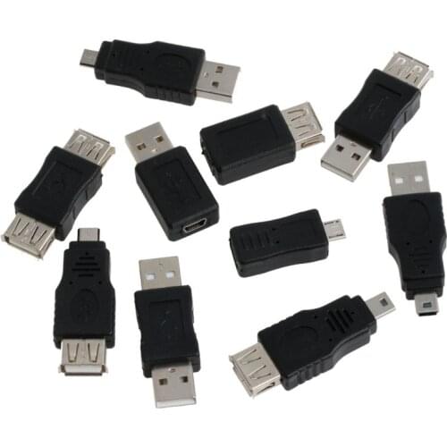 10pcs OTG 5 pin F/M mini changer adapter converter USB male to female micro USB