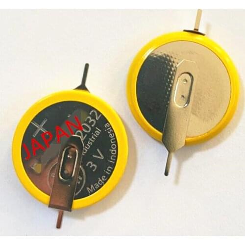10PCA JAPAN CR2032 3V Tabs 2-Pins Solder Foot Soldering Welding Battery Coin Batteries 210mAh Button 2032 Cell Battery