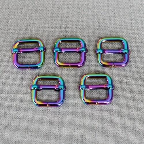 20 Pcs/Lot 15mm Colourful Metal Sliders Adjustable Buckle Bag Dog Collar Straps Belt Loop Garment Sewing Accessories Tri-Glides