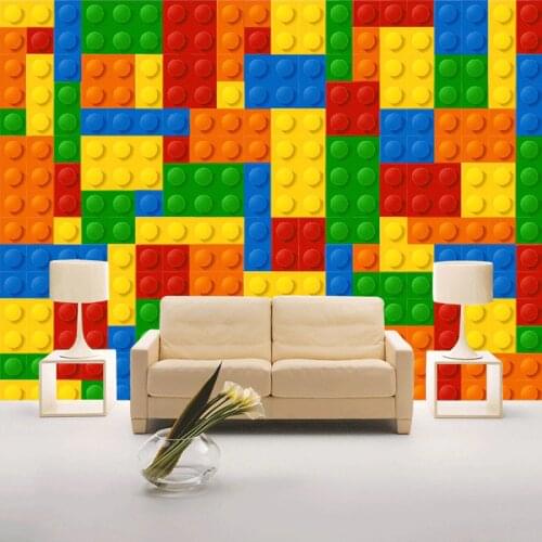Custom Size 3D Wall Murals Wallpaper For Living Room Lego Bricks Childrens Bedroom Toy Store Non-woven Mural Wallpaper Decor