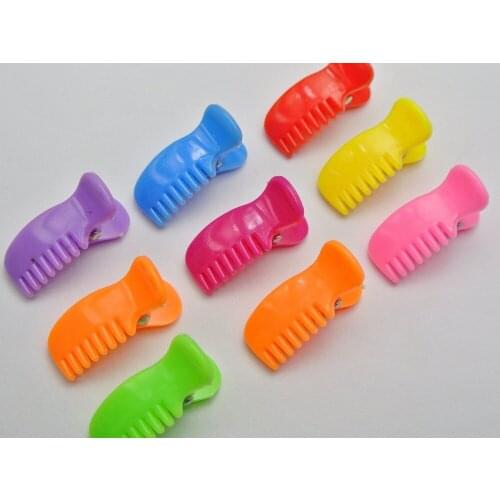50 Mixed Color Plastic Cute Comb Shape Alligator Hair Clips 30mm