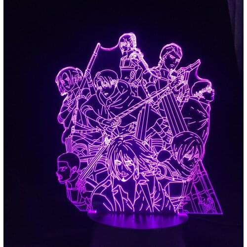Attack on Titan Season 4 Anime Lamp Home Decor Night 3D Nightlights 16 Colors Changing For Bedroom Decor Dropshipping